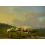 FRANZ VAN SEVERDONCK (1809-1899); oil on board, rural landscape with sheep, hens and ducks,