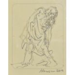 PETER HOWSON OBE (Scottish, born 1958); pencil sketch, untitled, signed and dated 2012, 8 x 7cm,