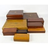 A small collection of predominantly late 19th century wooden, mainly mahogany, boxes,