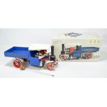 A boxed Mamod Steam Wagon SW1 in blue and cream livery with red detail,