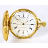 A late Victorian 18ct yellow gold crown wind full hunter pocket watch,