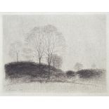 GUNNAR NORRMAN (Swedish, 1912-2005); charcoal on paper, 'Among The Hills', a rural scene,