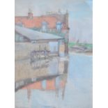 TN ANDERSON (19th century); a pair of watercolours, a street scene and a riverside building,