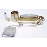 A group of variously hallmarked silver items to include a christening mug, Joseph Gloster,