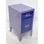 STOR; a purple painted two drawer steel filing cabinet, width 29cm.