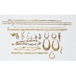 A group of predominantly 9ct yellow gold jewellery comprising various chain necklaces to include