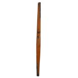 An early 20th century stained pine propeller with opposing copper mounts, length 229cm.