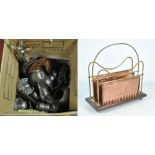 An Arts and Crafts copper and brass magazine rack,