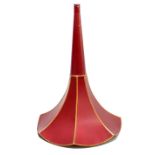 A replica gilt heightened pink bodied phonograph horn with rounded octagonal tapering end section,