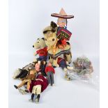 A collection of mixed dolls, doll's house furniture and soft toys to include a c.