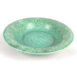 A Royal Lancastrian turquoise mottled glazed circular bowl,