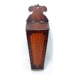 A George III oak, mahogany and inlaid candle box of tapering form, length 51cm.