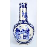 A large 19th century Chinese porcelain bottle vase painted in underglaze blue with two main