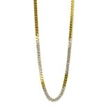 A 18ct yellow and white gold flat curb link necklace,