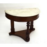 A Victorian mahogany marble topped demi-lune washstand,