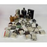 A collection of various predominantly Sheffield electroplated hip flasks,
