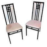 A set of four dining chairs, inspired by the design after Charles Rennie Mackintosh.