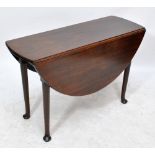 A late Georgian mahogany drop leaf table with pad feet, width 103cm.