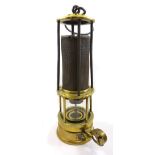 A circa 1880 open gauze Clanny style Davis of Derby miner's safety lamp with inner combustion tube,