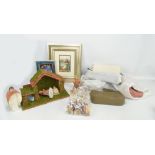 A mixed lot to include a nativity scene with Goebbel figures of Joseph, Mary and Jesus,