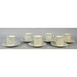 SHELLEY; six 'Dainty White' RD272101 pattern cups and saucers.