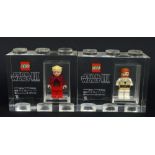 Two Lego for TT Games Minifigure acrylic trophy bricks, Emperor Palpatine and Obi Wan Kenobi,