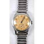 WEST END WATCH CO; a mid-20th century stainless steel cased mechanical gentleman's wristwatch,