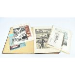 VAN FERDE BEYENS (Belgian); a folio of 1930s and 1940s lino cuts, prints, charcoal drawings,