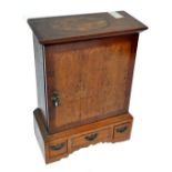 A burr oak, oak and mahogany crossbanded spice cabinet,