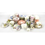 A collection of cups and saucers including six Coalport 'Revelry',