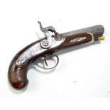 A 19th century small percussion cap Deringer pocket pistol, Philadelphia,