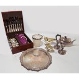 A large quantity of electroplated items including a canteen of cutlery, three piece tea set,