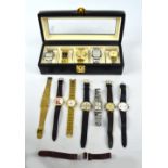 A group of gentleman's wristwatches including Kenneth Cole, Sekonda, etc (11 plus a spare strap).