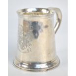 WAKELY & WHEELER; a George V hallmarked silver tankard of plain tapering form,