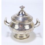 ITSKA LOZINSKY; a late 19th century Russian silver twin handled sugar bowl and cover,