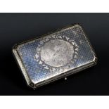 A mid-19th century Russian silver cigarette case of rectangular form with canted corner and niello