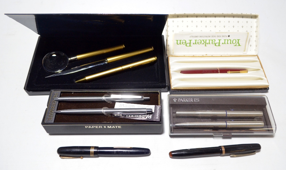 A small collection of mid to late 20th century pens comprising Mentmore Supreme and Mabie Todd & Co