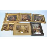 A group of seven Victorian crystolea depicting two courting scenes, a Low Country tavern scene,