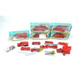 A collection of model fire engines to include examples by Dinky,