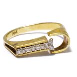 A 14ct yellow gold ring set with nine melee diamonds, size N, approx 4.4g (af).