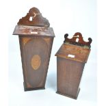 A late George III mahogany and shell inlaid candle box,