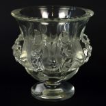 LALIQUE; a clear glass 'Dampierre' bell shaped footed vase, scratched signature to base, height 12.