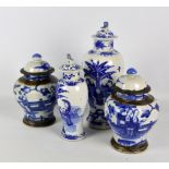A pair of late 19th/20th century Chinese crackle glazed porcelain baluster ginger jars and covers