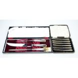 FRANK COBB & CO LTD; a cased set of six George V hallmarked silver handled dessert knives,