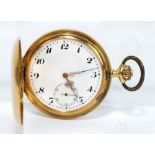 A 14ct Swiss gold cased full hunter crown wind pocket watch,