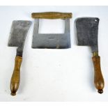 A late 19th/early 20th century Sheffield steel meat cleaver by James Howarth, length 35cm,