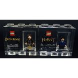 Two Lego for TT Games Minifigure acrylic trophy bricks, Aragorn from the Lord of the Rings game,