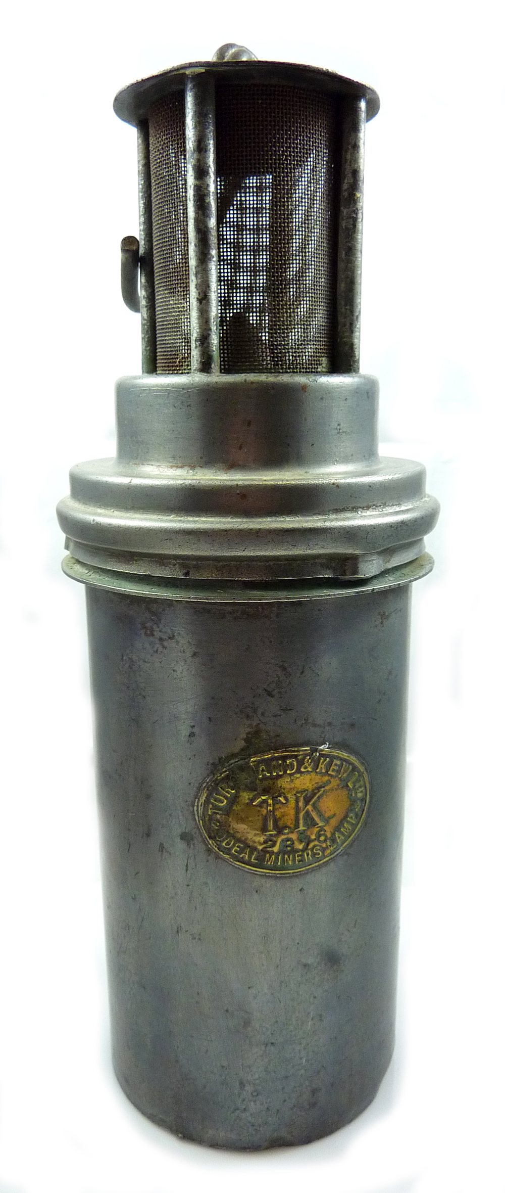 A Turquand & Kew Ltd flame safety lamp, height 27cm.