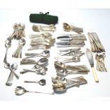 A large quantity of plated flatware and cutlery, in various styles,