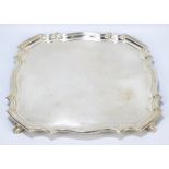 WALKER & HALL; a George VI hallmarked silver shaped square salver with piecrust rim,